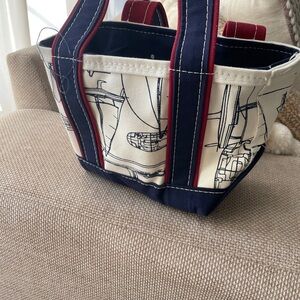 LL Bean Nautical Canvas mini Tote Bag